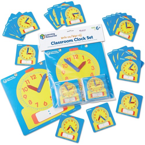 Learning Resources Write & Wipe Clocks Classroom Set