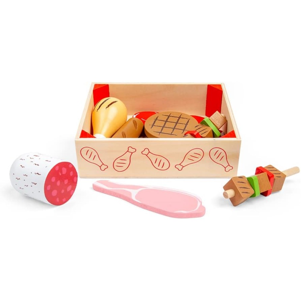 Bigjigs Toys Wooden Butcher’s Crate – Realistic Play Food Set