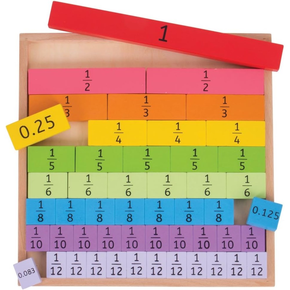 Wooden Fractions Tray – Fun & Educational Math Toy