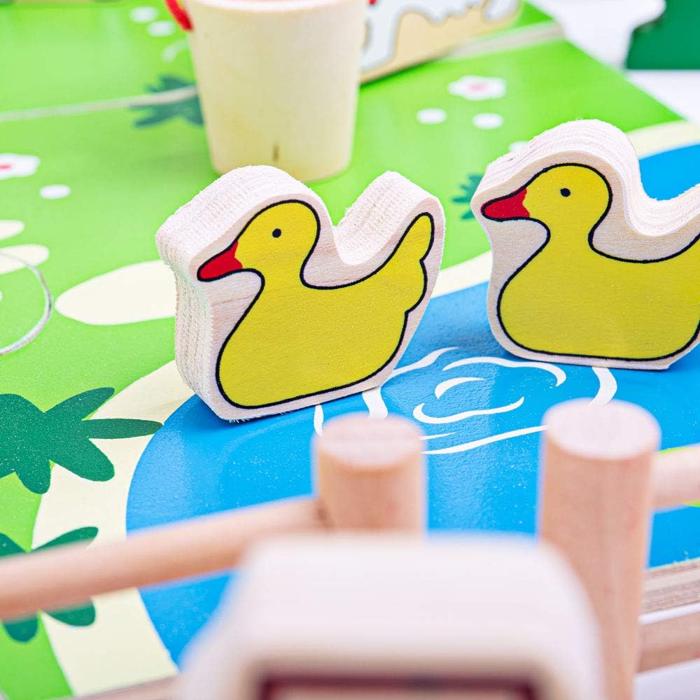 Bigjigs Toys Wooden Farm Playset – 50-Piece Set