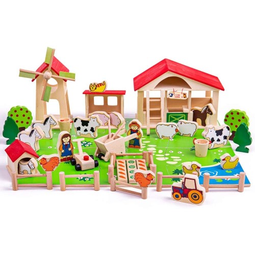  Bigjigs Toys Wooden Farm Playset (50 Pieces)