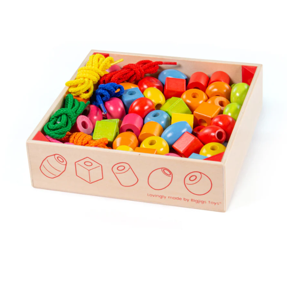 Bigjigs Toys Crate of Lacing Beads – Creative & Educational Fun