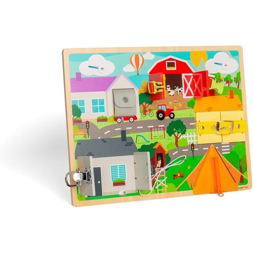 Bigjigs Toys Lifeskills Board – Montessori Sensory Toy for Toddlers