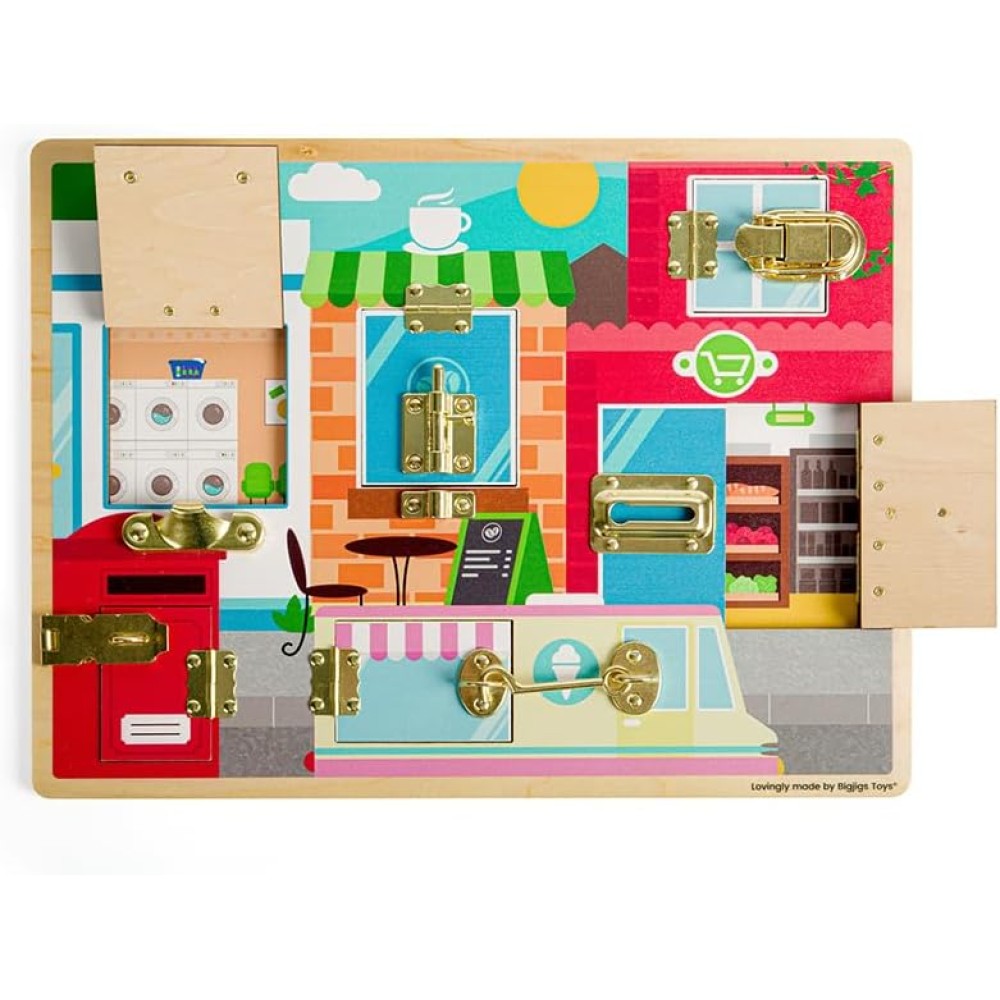 Bigjigs Toys Latches & Catches Board – Montessori Sensory Play