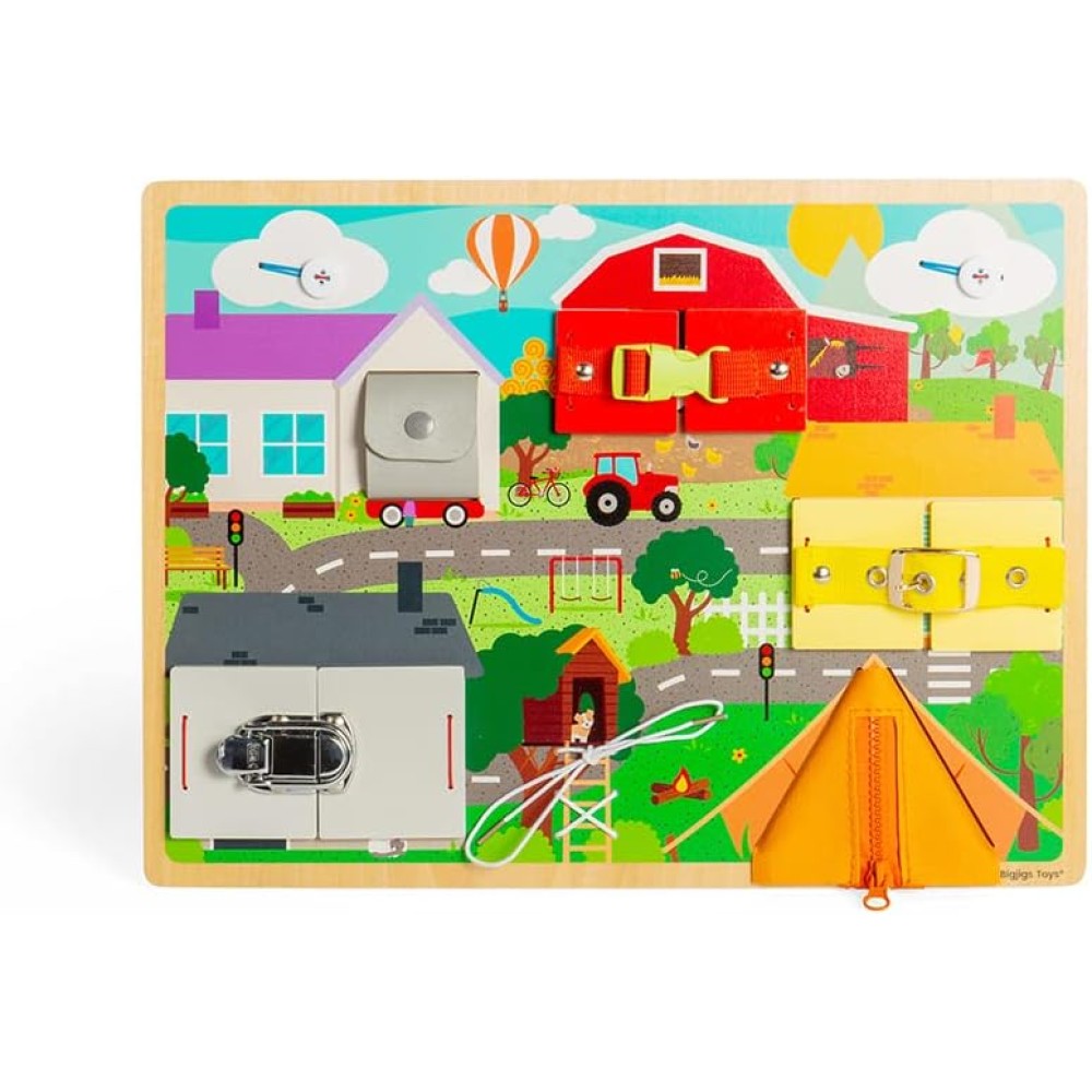 Bigjigs Toys Lifeskills Board – Montessori Sensory Toy for Toddlers
