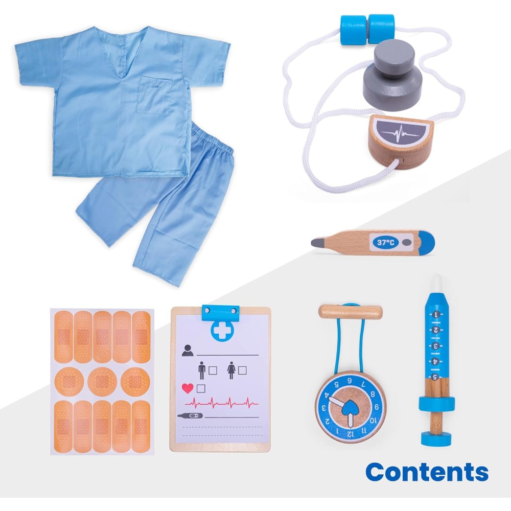Bigjigs Toys Medic Kids Fancy Dress Costume – Doctor Role Play Set