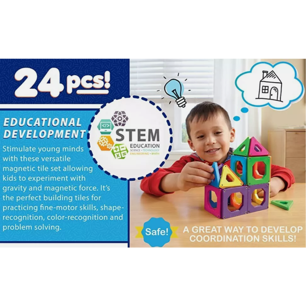 Discovery Kids Magnetic Tiles Set – Educational STEM Fun