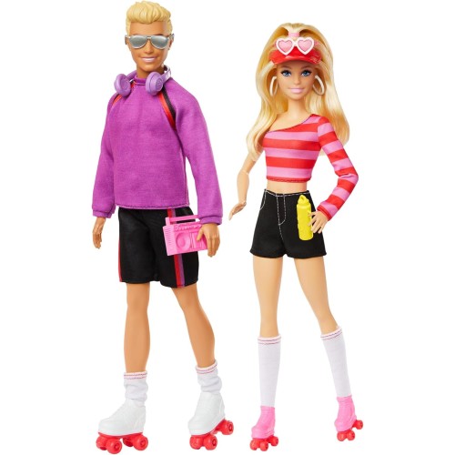 Barbie & Ken Dolls & 6 Accessories Set, Roller-Skating Theme, 65th Anniversary