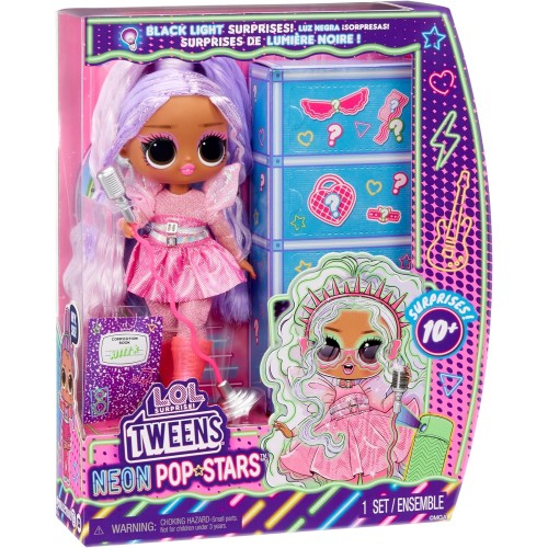 L.O.L. Surprise! Tweens Neon Pop Stars - Kitty K Fashion Doll with Backlight Surprises