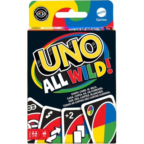 UNO All Wild Card Game with 112 Cards, Gift for Kid, Family & Adult Game Night for Players 7 Years & Older