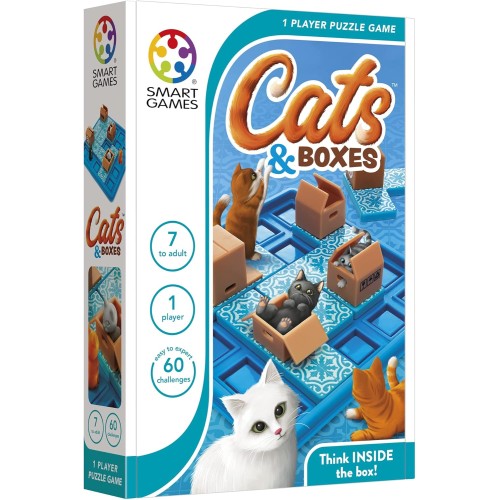 SmartGames - Cats & Boxes, Puzzle Game with 60 Challenges, 7+ Years