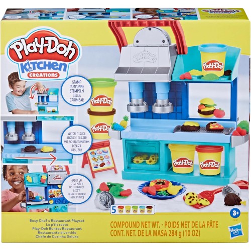 Play-Doh Kitchen Creations Busy Chef's Restaurant Playset, 2-Sided Kitchen Playset