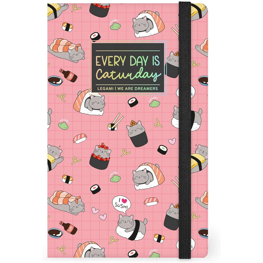 Legami Medium Striped Notebook – Sushi Cat