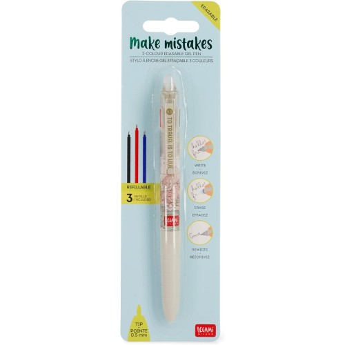 Legami - Erasable Gel Pen - 3 Colours - Travel Theme
