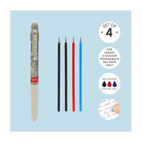 Legami - Set of 4 Refills for 3-Colour Erasable Gel Pens