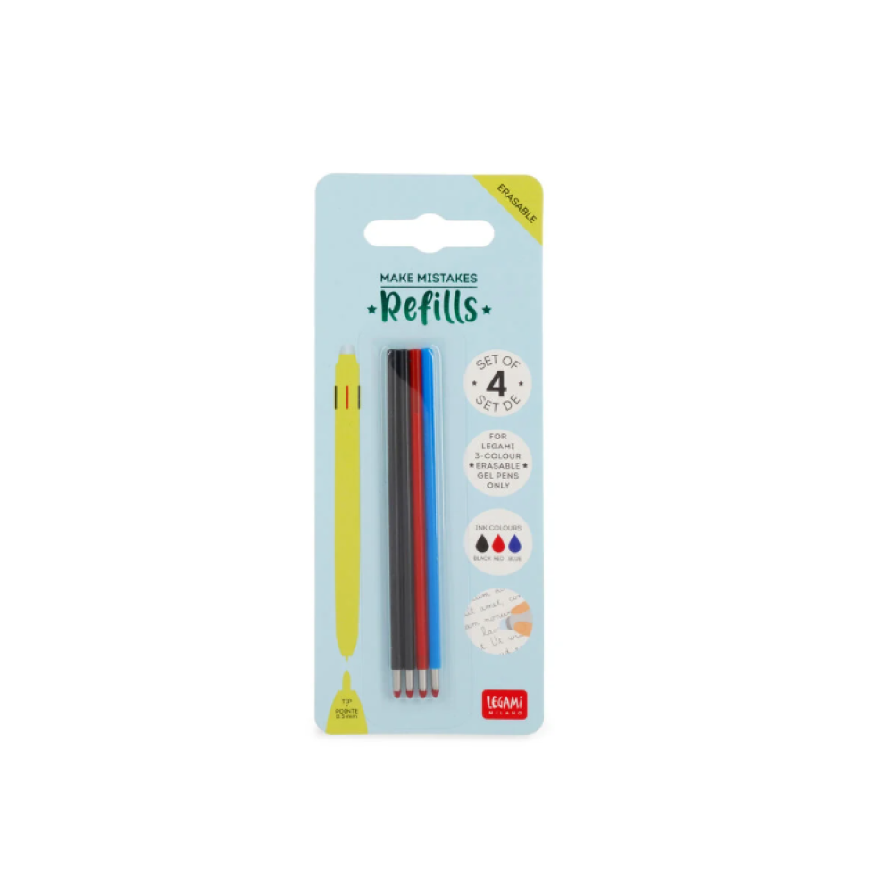 Legami - Set of 4 Refills for 3-Colour Erasable Gel Pens