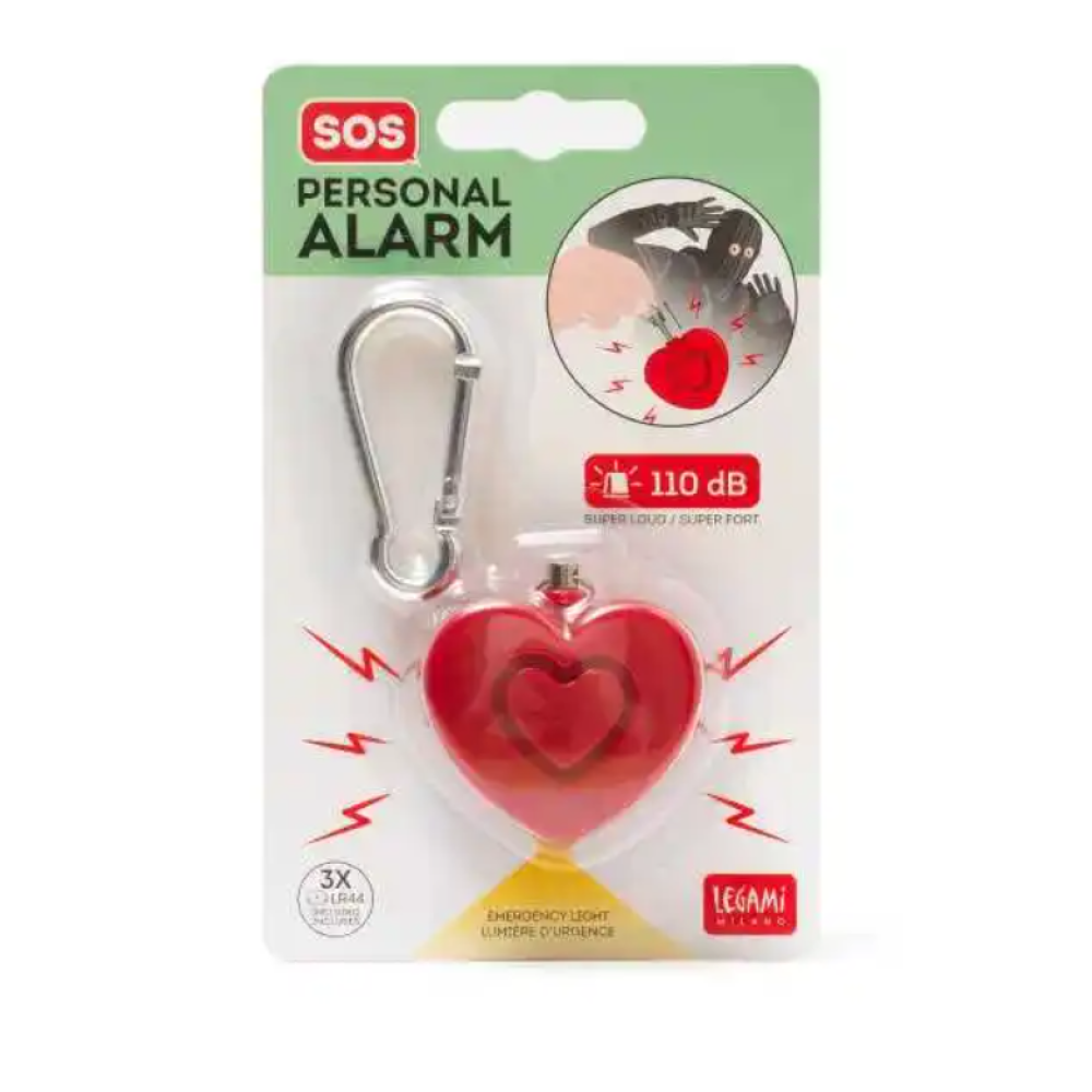 Legami - Personal Safety Alarm with Light - Heart Design