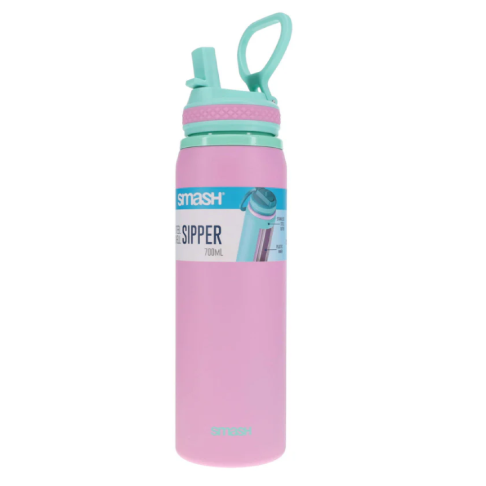 Smash Steel Shell Sipper Bottle – 700ml – Pink