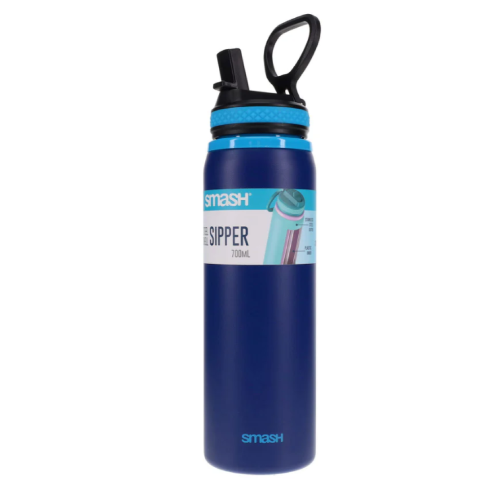 Smash Steel Shell Sipper Bottle – 700ml – Navy