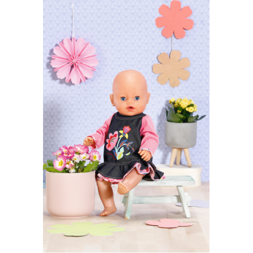 Dolly Moda Jeans Dress with Flowers 43cm Toymaster Exclusive