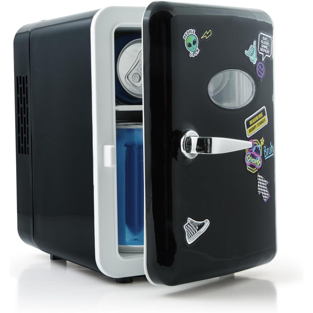 So Chill Mini Fridge - Black, 4L USB Powered Portable Fridge with Stickers