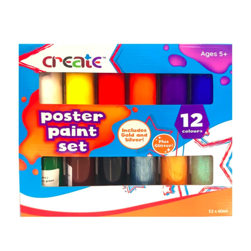 Redimix Poster Paint Set - 12 x 60ml Vibrant Colours