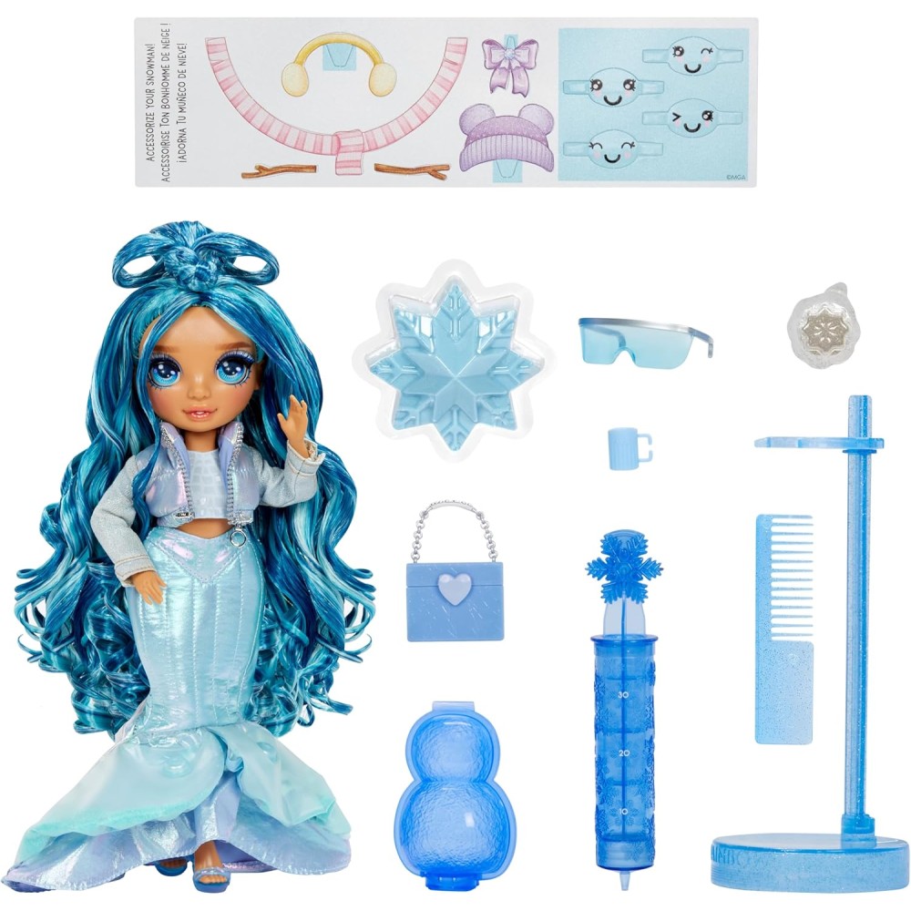 Rainbow High Winter Wonderland - Skyler (Blue) - Fashion Doll with Magic Snow and Snowman Kit