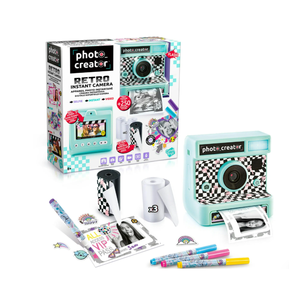 Photo Creator Retro Instant Camera - 12MP Digital Camera with Instant Printing
