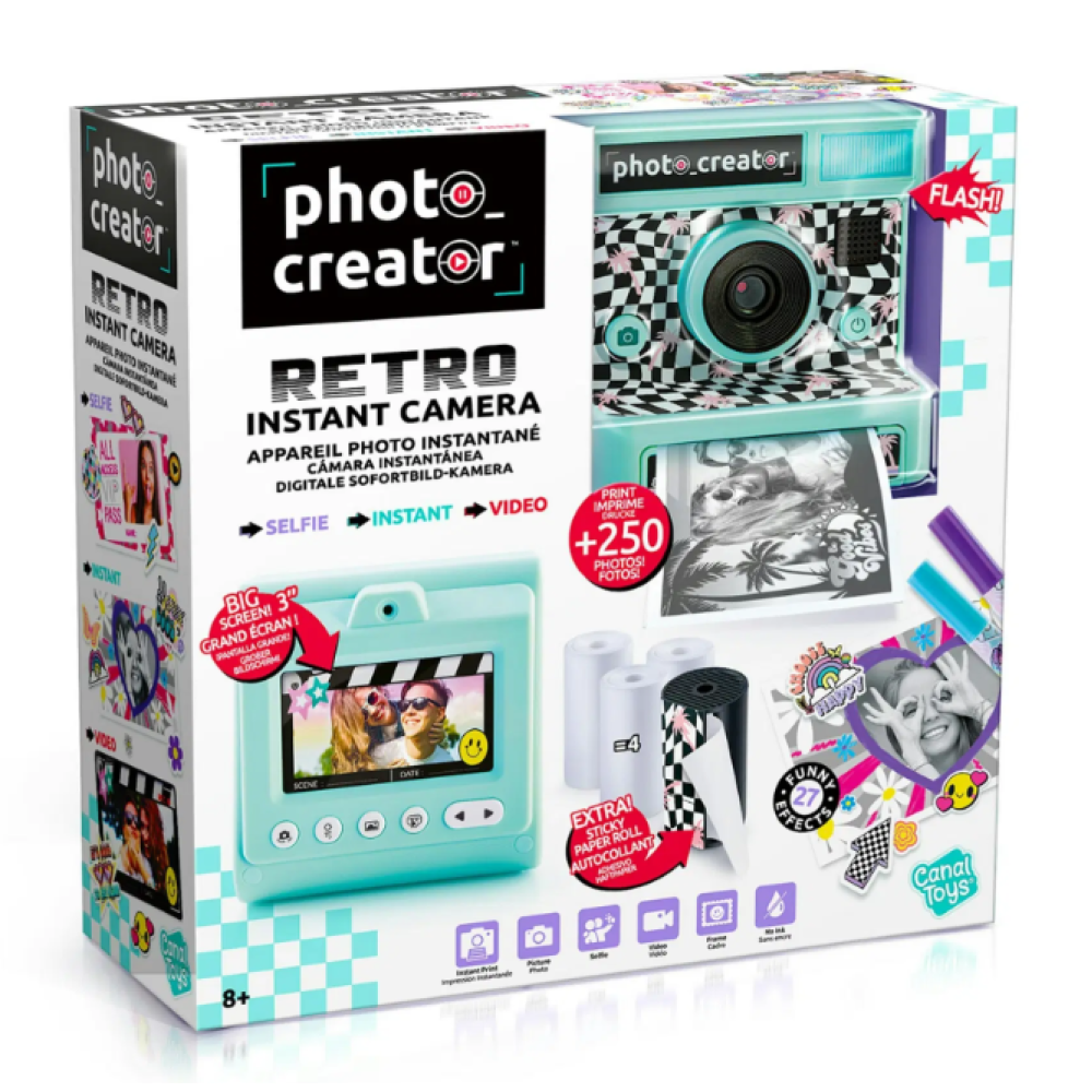 Photo Creator Retro Instant Camera - 12MP Digital Camera with Instant Printing