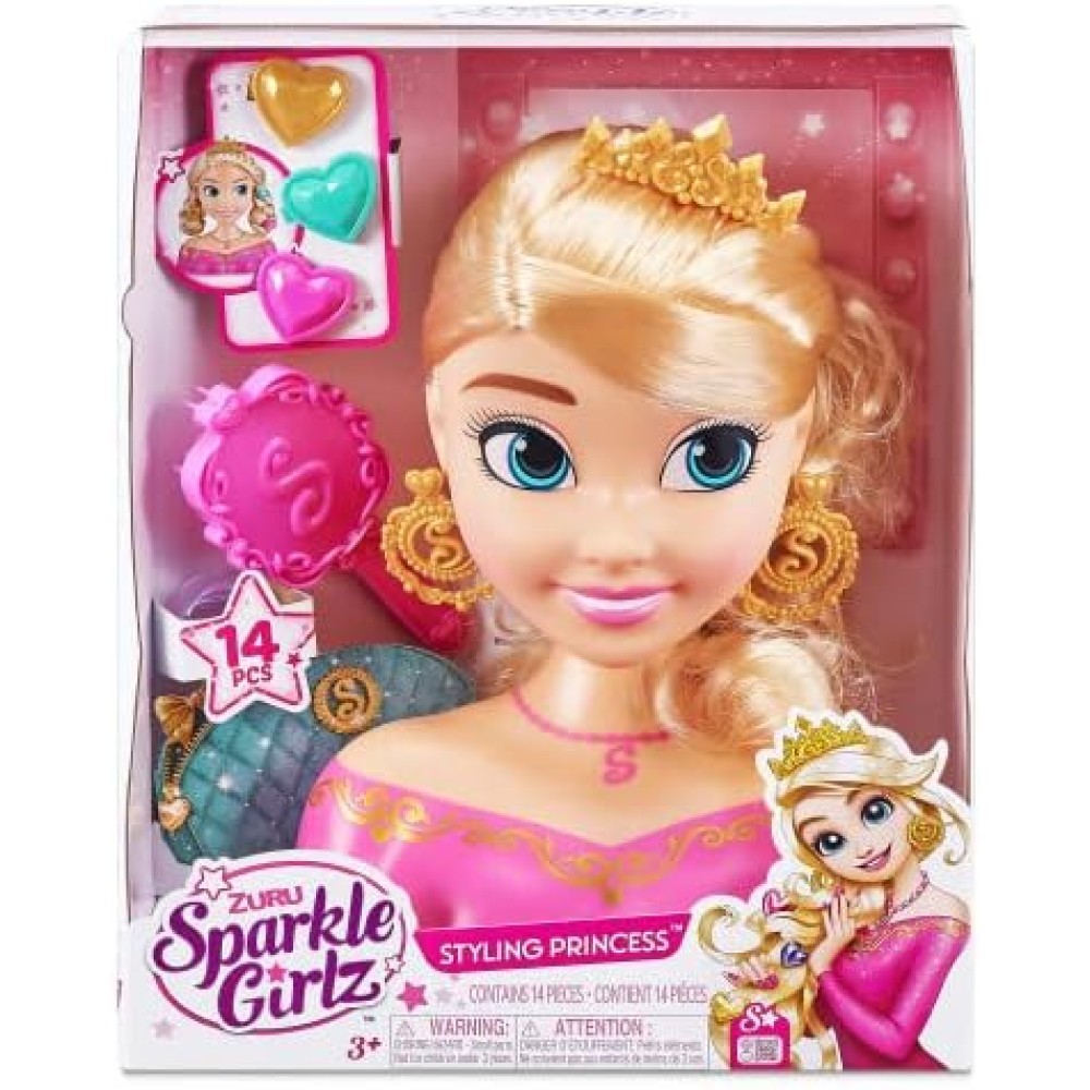 ZURU Sparkle Girlz Princess Hair Styling Head | Fun Hairstyling Set for Kids