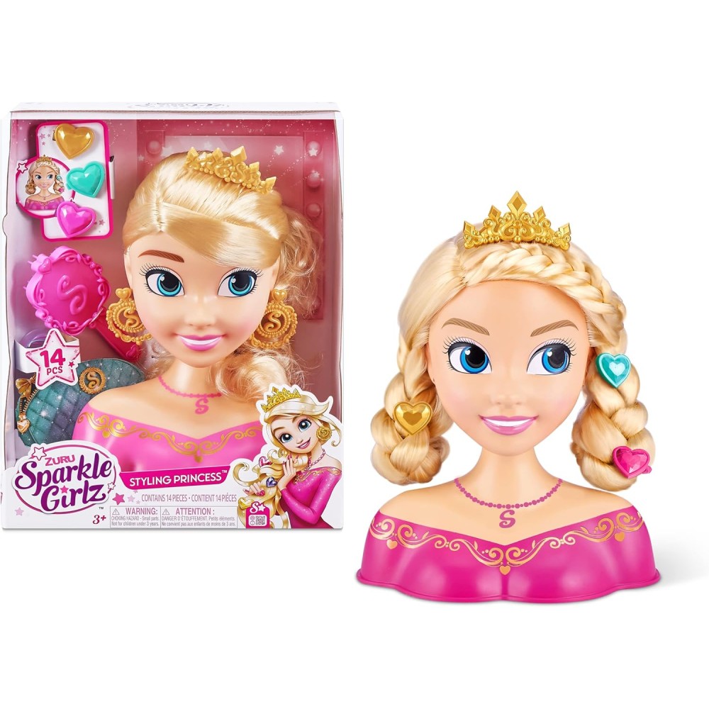 ZURU Sparkle Girlz Princess Hair Styling Head | Fun Hairstyling Set for Kids