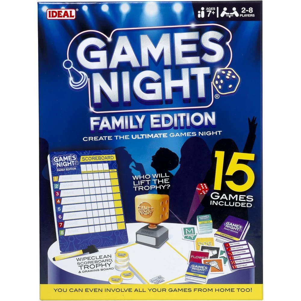 IDEAL | Games Night - Family Edition | 15 Fun Games for Family Game Night