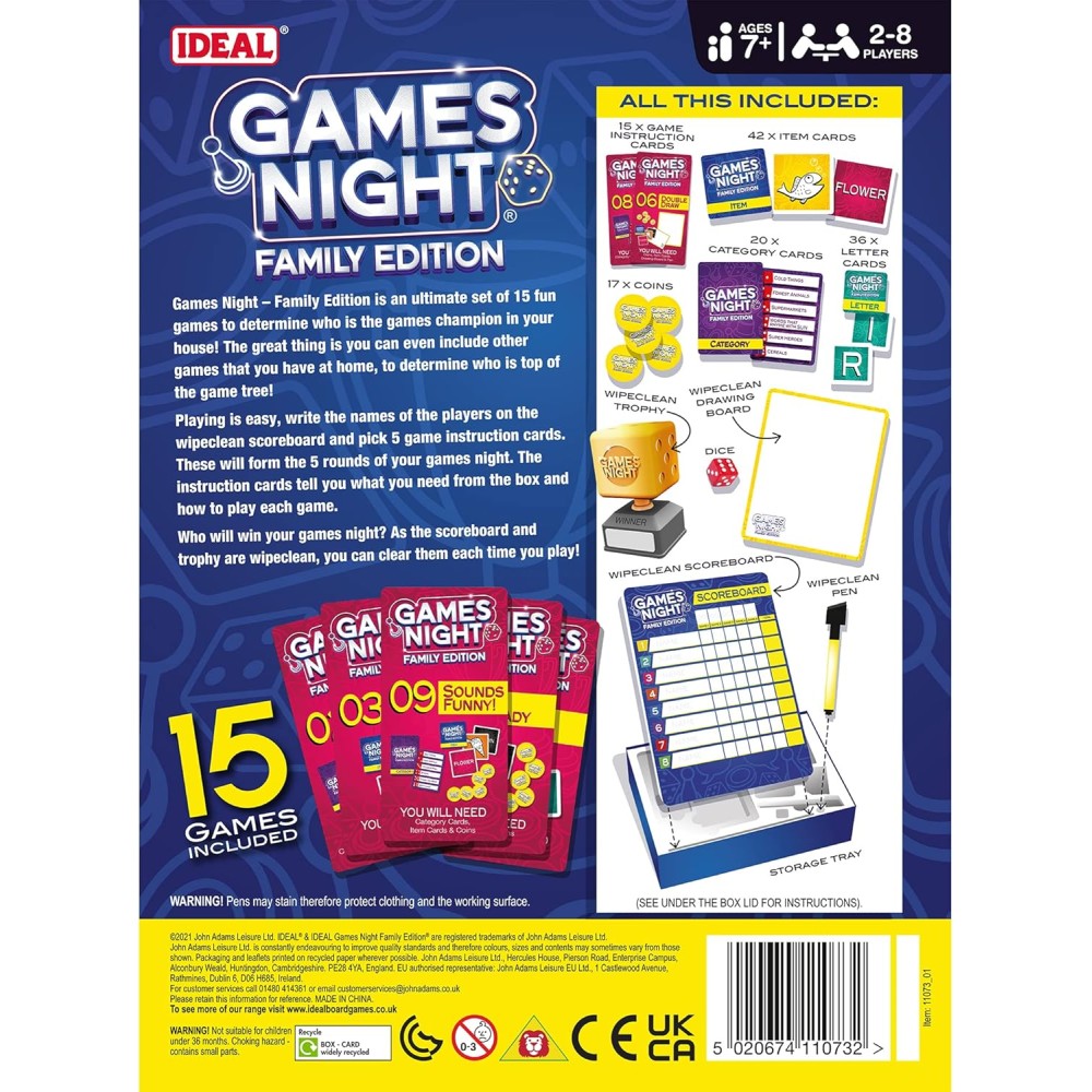 IDEAL | Games Night - Family Edition | 15 Fun Games for Family Game Night