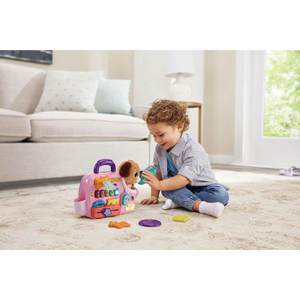 VTech Baby Cutie Puppy Carrier | Interactive Role-Play Toy with Light-Up Buttons & Music