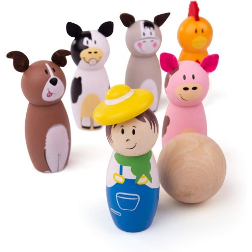 Bigjigs Toys Farm Wooden Skittles