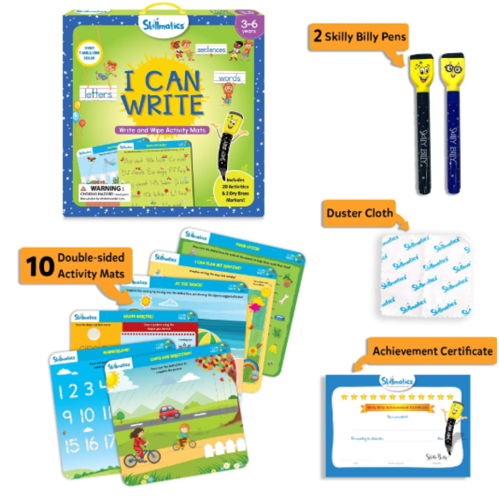 Skillmatics I Can Write - Write And Wipe Activity Mats