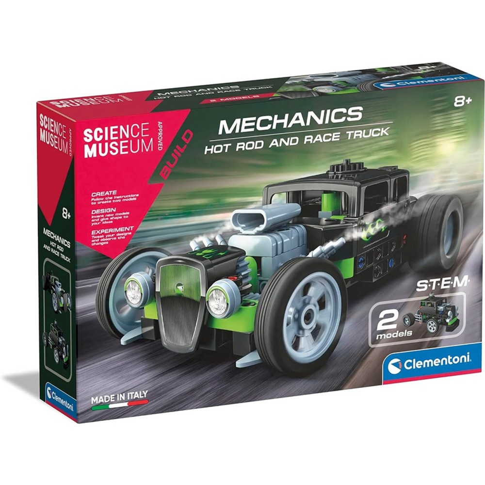 Clementoni Science Museum Mechanics – Hot Rod & Rocket Truck Building Set