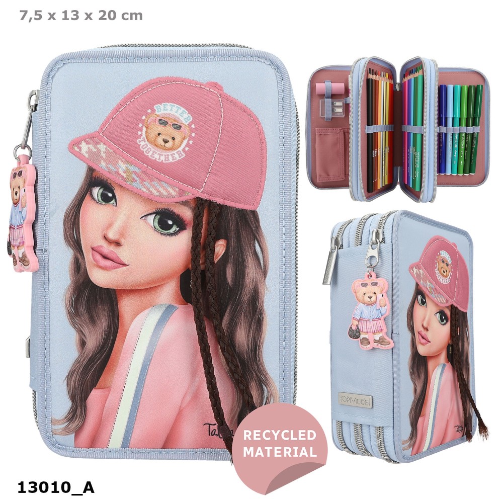TOPModel Triple Pencil Case With Application TEAM TEDDY – Filled 3 Compartment School Set