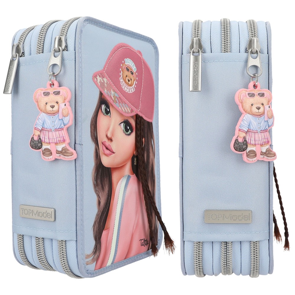 TOPModel Triple Pencil Case With Application TEAM TEDDY – Filled 3 Compartment School Set