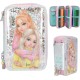 TOPModel 3-Compartment Pencil Case ELECTRIC – Fully Filled Silver Glitter Design