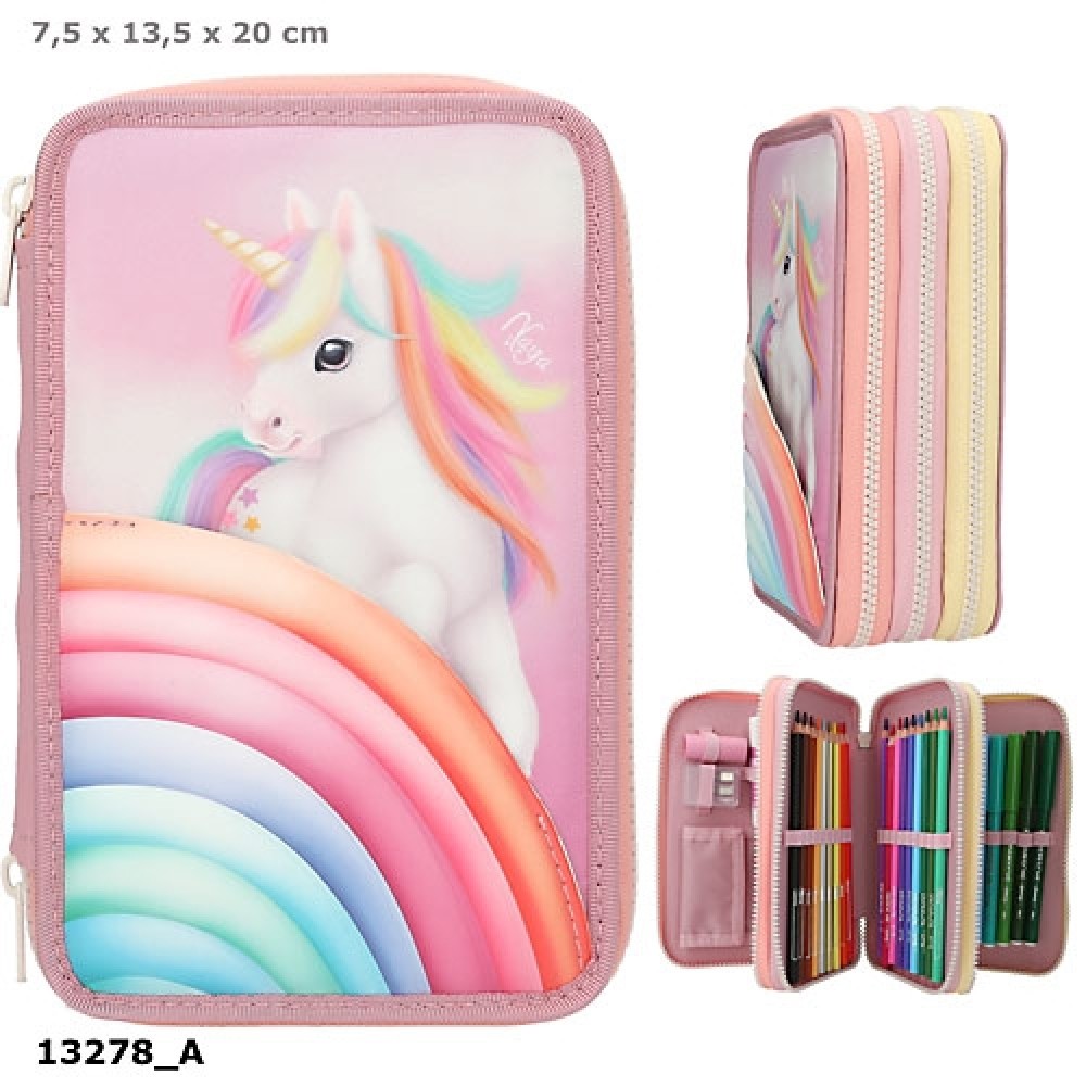 Ylvi Triple Pencil Case Color Cloud – Filled Unicorn 3 Compartment Set 0013278