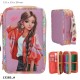 TOPModel Triple Pencil Case With Pendant – GIRL POWER – Fully Filled 3 Compartment Pencil Case