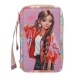 TOPModel Triple Pencil Case With Pendant – GIRL POWER – Fully Filled 3 Compartment Pencil Case