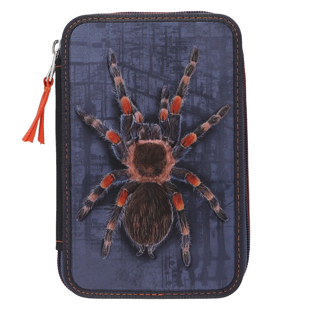 Adventure World Double Pencil Case With Spider – Filled 2 Compartment School Set