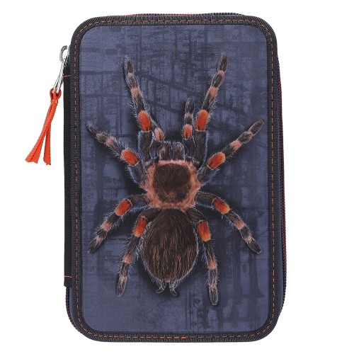 Adventure World Double Pencil Case With Spider – Filled 2 Compartment School Set