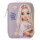 TOPModel Basic Duo Cat KITTY and DOGGY Pencil Case – Filled Lilac School Set with Removable Tube 0013658