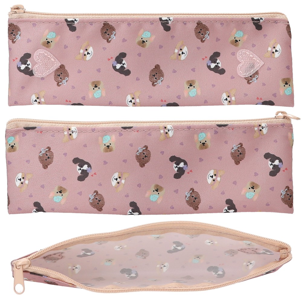 TOPModel Basic Duo Dog KITTY and DOGGY Pencil Case – Filled Lilac School Set with Removable Tube