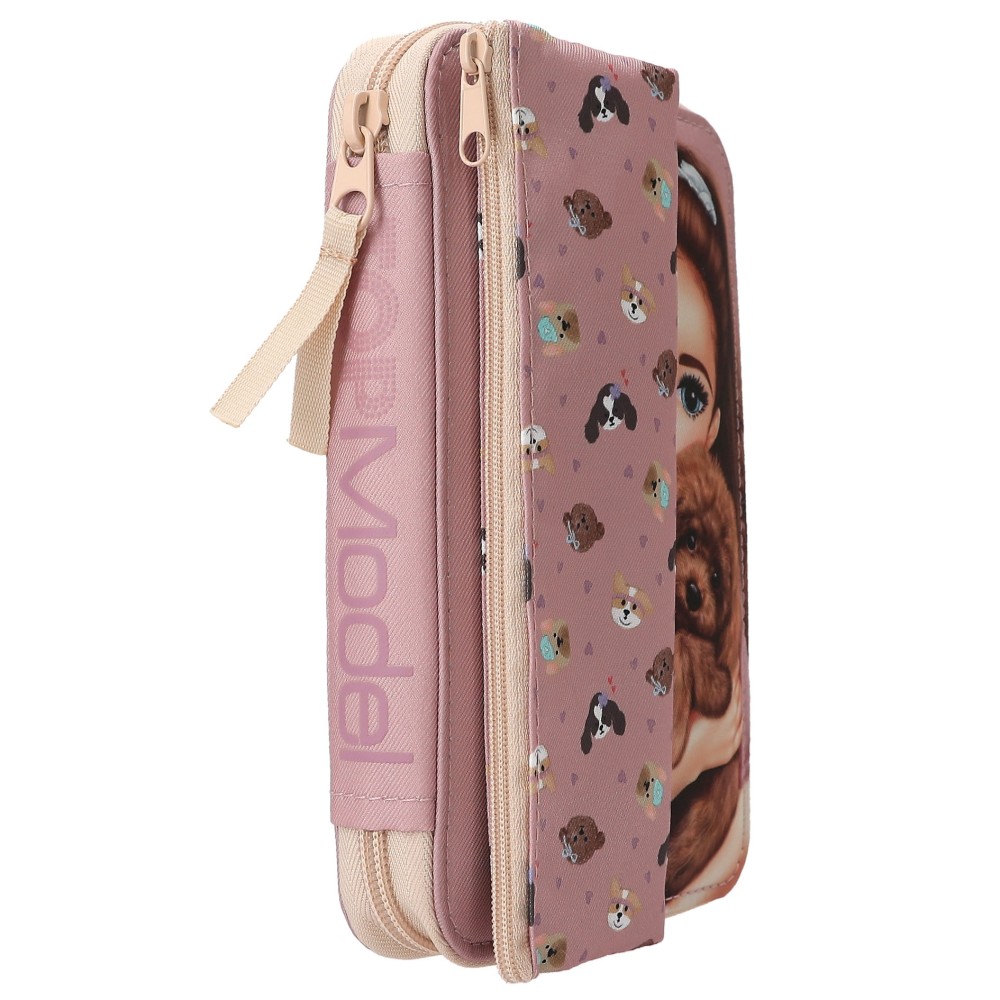 TOPModel Basic Duo Dog KITTY and DOGGY Pencil Case – Filled Lilac School Set with Removable Tube