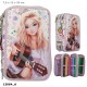 TOPModel Triple Pencil Case COWGIRL – Filled 3 Compartment Cream & Purple Set 0013664