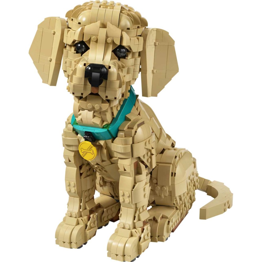LEGO Icons Golden Retriever Puppy 11384 – Posable Dog Figure Building Set for Adults